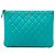 Clutch Chanel Medium Quilted Caviar O Case Blu