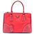 Bolsa Galleria Double Zip Medium em Tessuto e Saffiano Stitch vermelha Prada