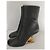Fendi black leather ankle boots with gold heel. - view 15