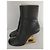 Fendi black leather ankle boots with gold heel. - view 16