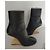 Fendi black leather ankle boots with gold heel. - view 2