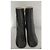 Fendi black leather ankle boots with gold heel. - view 6