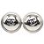 Chanel Silver CC Silver Plated Button Push Back Earrings