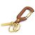 Portachiavi Prada Charm in pelle marrone e metallo dorato - vista 6