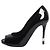 Chanel Offene Pumps aus schwarzem Lackleder mit Perlen-Details - Größe EU 36