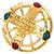 Broche Chanel Logo Multicolor Dorée