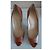 Christian Louboutin CL Peep-toe Pumps camel Leder gravierter silberner Absatz - Ansicht 4