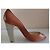 Christian Louboutin CL Peep-toe Pumps camel Leder gravierter silberner Absatz - Ansicht 6