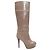 Taupe Marni Knee-High Heeled Platform Boots Size 36