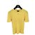 Top de malha Chanel amarelo de cashmere de manga curta 36