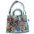 Borsa Coach in pelle blu con applicazioni floreali