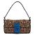 Fendi Borsa Baguette Zucca Blu Lucertola Ricamata