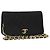 Bolso de hombro CHANEL Matelasse con cadena de algodón negro y dorado CC