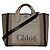 Chloé 2-Way Tote Bag Braun Leder und Canvas