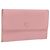 Carteira CHANEL em couro rosa e ouro CC