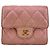 Portafoglio tri-fold Chanel in pelle caviar matelassé rosa