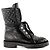 CHANEL - Stivali biker Chanel in pelle nera (T38) - vista 2