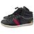 Sneakers alte Gucci in pelle con banda Web - Nero/Rosso/Blu