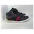 Sneakers alte Gucci in pelle con banda Web - Nero/Rosso/Blu - vista 2