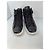 Sneakers alte Gucci in pelle con banda Web - Nero/Rosso/Blu - vista 3