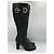 Dolce & Gabbana Black Leather Knee-High Boots with DG Logo - view 5