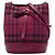 Borsa a secchiello Burberry Horseferry Check in tela tinta rossa