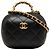 Vanity Estojo de Maquilhagem Chanel CC Bubble em pele de cordeiro acolchoada preta com corrente
