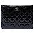 Chanel Clutch Case Small Quilted Crinkled Patent Black