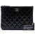 Chanel Clutch Case Small Quilted Crinkled Patent Black - vista 6
