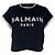 Balmain Logo Cropped Ringer Tee aus schwarzer Baumwolle
