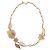 Colar Chanel em metal dourado com flores de renda e pérolas falsas