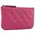 Portamonete CHANEL Matelassé in pelle d'agnello rosa con CC dorato