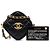 Clutch Chanel CC em pele de cordeiro acolchoada preta com corrente e alça transversal - vista 7