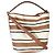Céline Bolsa Bucket 16 Celine em jacquard têxtil riscado bege e castanho - vista 2