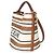 Céline Bolsa Bucket 16 Celine em jacquard têxtil riscado bege e castanho - vista 3