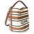 Céline Bolsa Bucket 16 Celine em jacquard têxtil riscado bege e castanho - vista 4