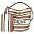 Céline Bolsa Bucket 16 Celine em jacquard têxtil riscado bege e castanho - vista 8