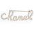 Gabrielle Broche Chanel 2019 chapado en oro con script, perlas falsas y strass