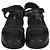 Sandali platform Chanel in pelle matelassé nera con Velcro
