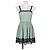Lanvin Abito Corto in Cotone Verde con Pizzo Nero