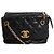 Chanel Borsa Accordion flap retro in pelle di agnello nera 2011 con catena