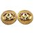 Orecchini Chanel Gold CC placcati in oro rotondi con chiusura a pressione