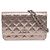 Chanel Pink CC Quilted Metallic Calfskin Pixel Effect Wallet On Chain