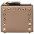 Cartera compacta Rockstud Valentino de piel de becerro granulada marrón