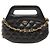 Borsa rotonda Chanel Black CC Quilted Lambskin con manico superiore