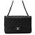 Borsa a tracolla con catena Chanel in vitello grana nera