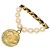 Spilla Vintage Chanel Coco Mark 94A Placcata Oro Perla Sintetica Pelle - vista 2