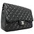 Bolsa de ombro Chanel em couro de bezerro grão preto - vista 2