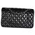 Gabrielle Borsa Chanel Medium Classic Double Flap in pelle caviar matelassé nera - vista 2