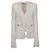 Balmain Jacke aus weißem Tweed mit Fransen und Löwenknöpfen